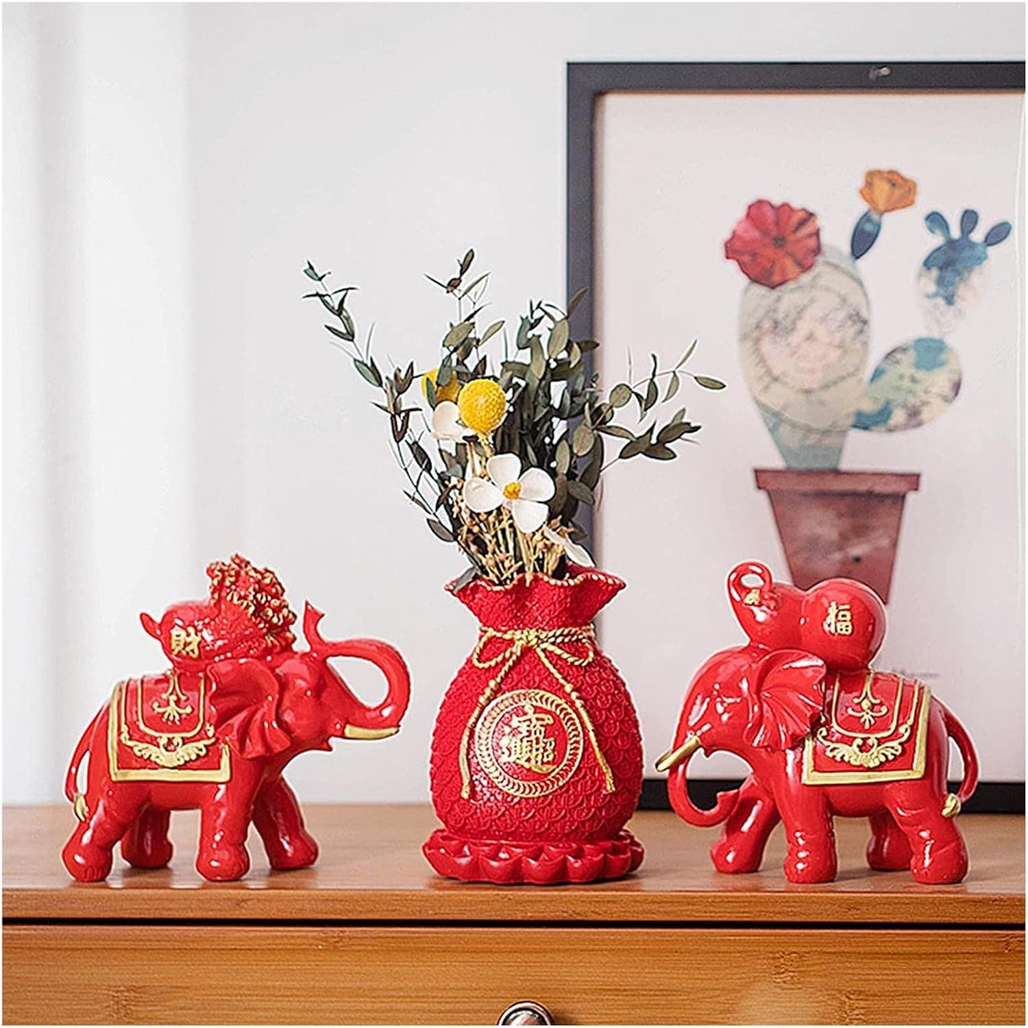 Sculpture Desktop Ornament Ideal for Gift, Art Statue 2 Pieces Elephant Statue/Home Decoration Standing Creative Resin Modern Gifts Figurine/for Bedroom Office Desktop Living Room Cabinet