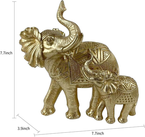 Elephant Statue for Home Decor Gold 9.2IN,Elephant Statues for Table Deskr-Elephant Decor for Living Room-Indoor Elephant Gift for Relaxation Meditation or Shrine