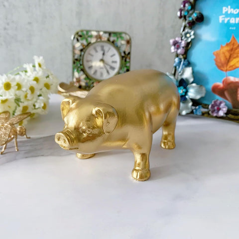 Golden Dog Statue, Animal Figurine Home Decor, Dog Sculpture for Home Office Desktop Bookshelf