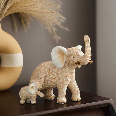 Home Decor Elephant Statue, Rustic Gold Coffee Tabel Bookshelf Decor Acctens, Elephant Decoration for Good Luck, Mom Gifts, Home Living Room Bedroom Office Decorations (Rustic Gold Elephant)