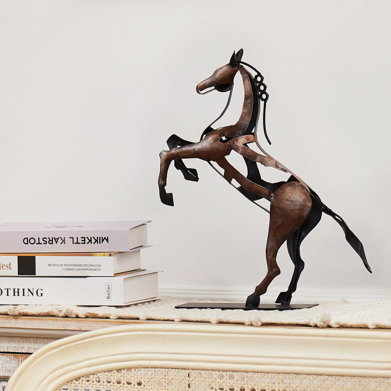 Standing Horse Statue - Hand Painted Metal Desktop Sculpture, Home & Office Animal Statue, Memorial Gift for Horse Lovers (Black)