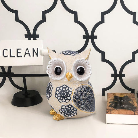 Owl Statue for Home Decor, White Owl Decor for Bookshelf Bedroom Office Display, Adorable Owl Gifts for Owl Lovers