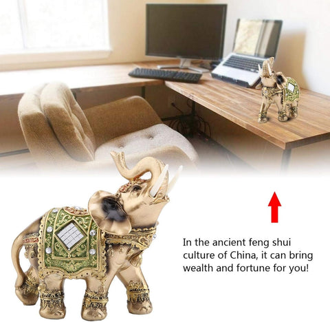 Lucky Wealth Elephant Statue, Elegant Feng Shui Elephant Collectible Figurine Sculpture Decoration, Wealth Lucky Figurine Home Office Decor(L)