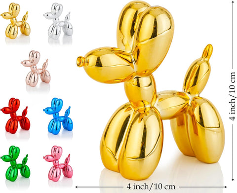 Shiny Balloon Dog Statue Decor, 4 inch Electroplate Gold Balloon Dog Animal Sculpture, Small Nick Nacks for Shelf Decor, Small Eclectic Decor Desktop, Vibrant Balloon Dog