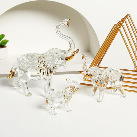 Handcrafted Unique Glass Elephant Statue - Elegant Elephant Figurines for Home Decor Holiday Party Crystal Gifts (7.5IN)