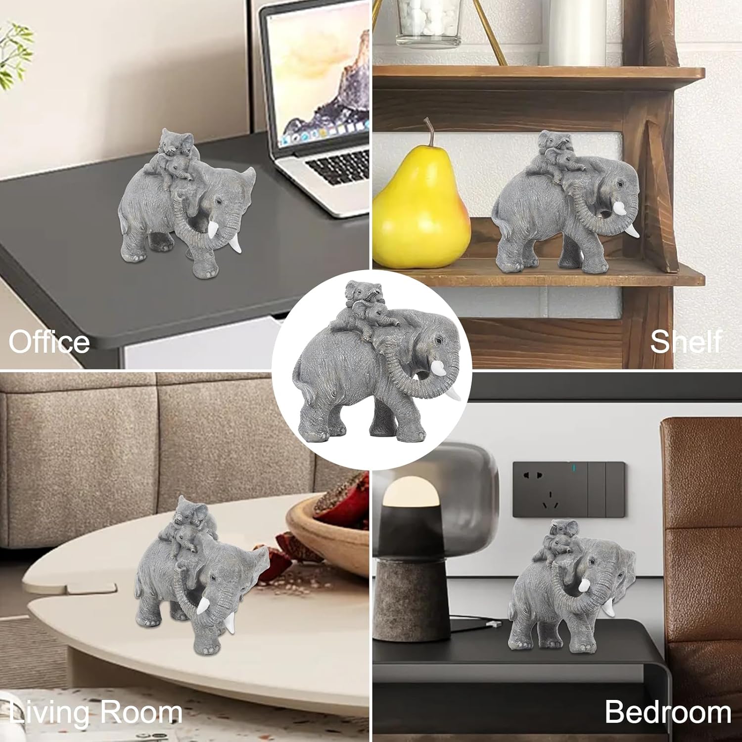 Elephant Gifts for Women,Elefantes Sala De La Suerte Decorativos,Cute Statue Decor Brings Love, Grayish Yellow Figurines Home Decoration Living Room