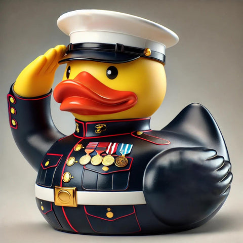 Veterans Memorial Duck, 2025 Navy Veterans Memorial Duck, 3 Inch Resin Militarys Duck Statue Armys Duck Figurine Cute and Funny Commemorative Saluting Duck Ornament for Desktop Car Ashboard