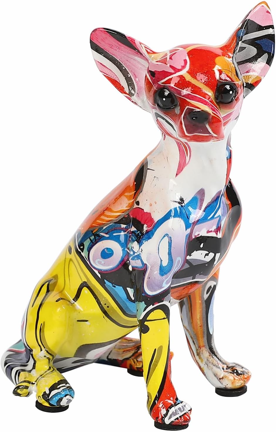 Colorful Chihuahua Statue, Creative Dog Puppy Home Sculpture Decor, Suitable for Bookshelf Desktop Kitchen Living Room Decorative Table Decoration, Gift for Dog Lovers Women and Men