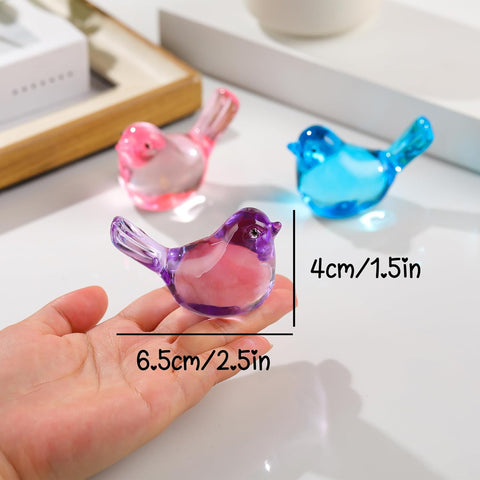 Handmade Glass Pink Bird Gifts for Bird Lovers Women Men, Art Glass Birds Collectible Figurines for Desk Table Home Office Decoration