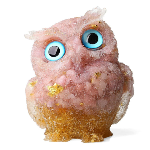 LAIDANLA Aquamarine 2.4" Owl Statue Natural Healing Crystal Cute Owl Animal Figurine Pocket Sculpture Reiki Spiritual Energy Gemstone Home Office Room Desk Decor Gifts for Women Men