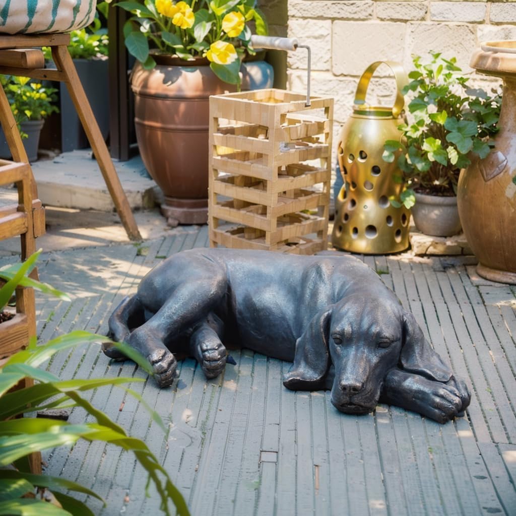 Garden Statue Outdoor Decorations Dog-Figurine – 19inch Black Labrador décor Garden Sculpture Statue Sitting Statue Resin Sculpture for Patio Lawn Yard Porch Garden 12.25L*8.25W*19H