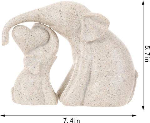 Cute Rock Sand Elephant Figurines Good Luck Elephant with The Baby Home Décor for Shelf Good Gifts for Women Animal Lovers Decoration for Living Room, Bedroom, Office