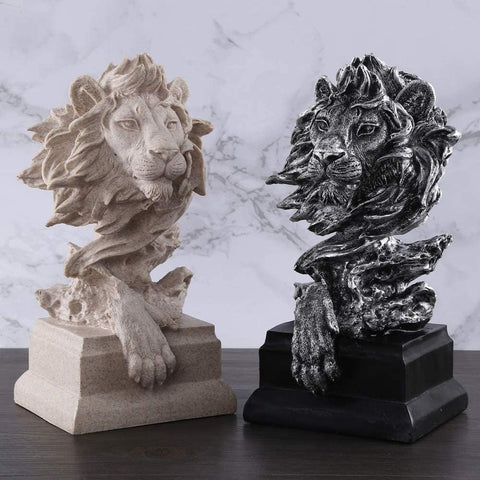 Sandstone Lion - The King of Beasts - Statue Decoration for Home/Study/Living Room, Great Collectible Figurines, Best Gift for The Man, Golden Color (HH17-D2)