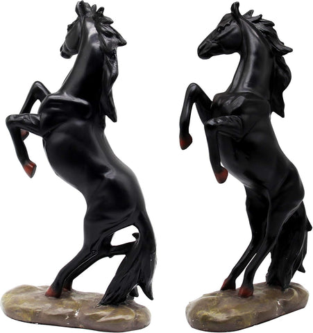 13.8''H Standing Horse Resin Statue, Horse Art Figurine Decorative Home & Office Decor Ornaments for Desk Bookshelf Wine Cabinet to Attract Luck and Wealth (Golden)