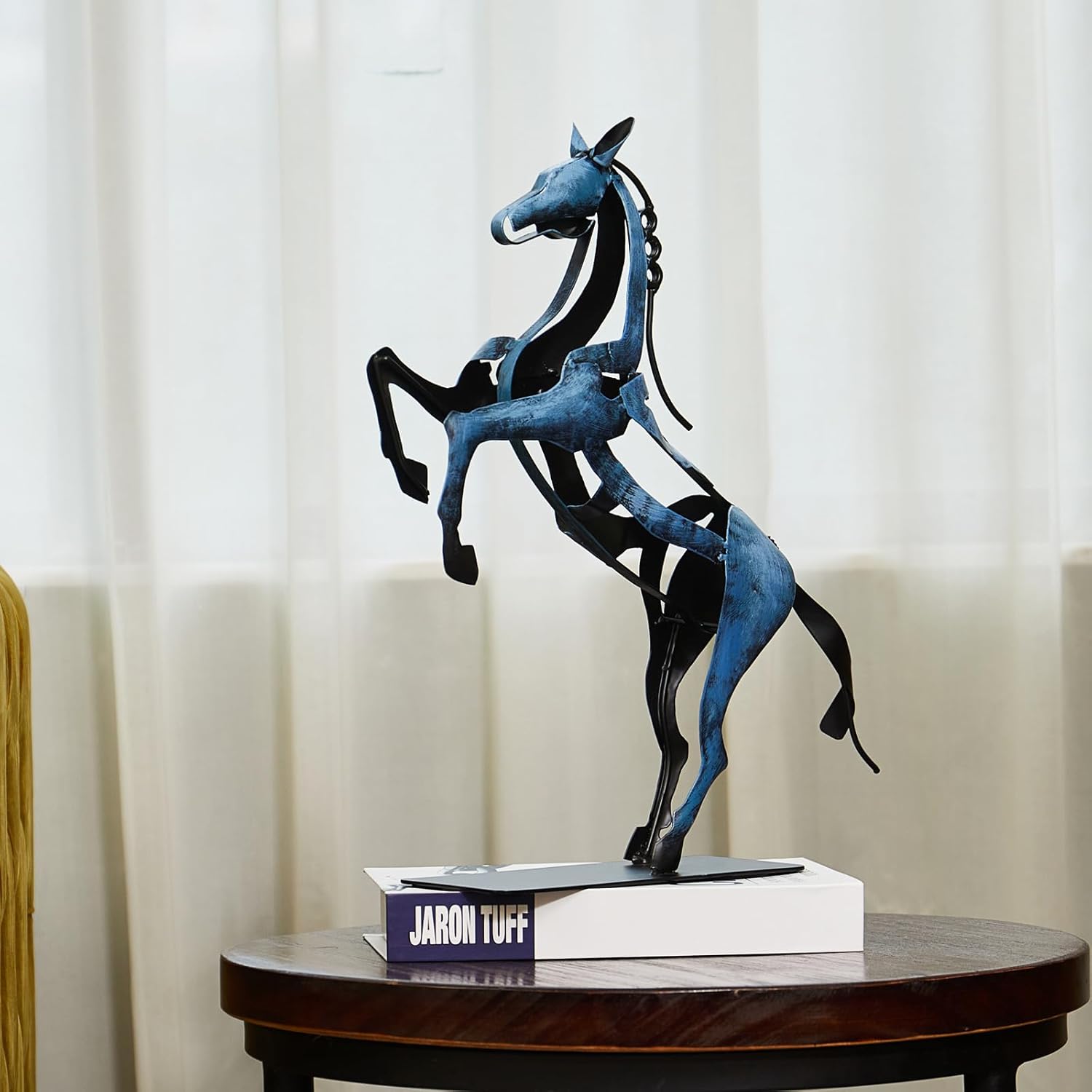 Standing Horse Statue - Hand Painted Metal Desktop Sculpture, Home & Office Animal Statue, Memorial Gift for Horse Lovers (Black)