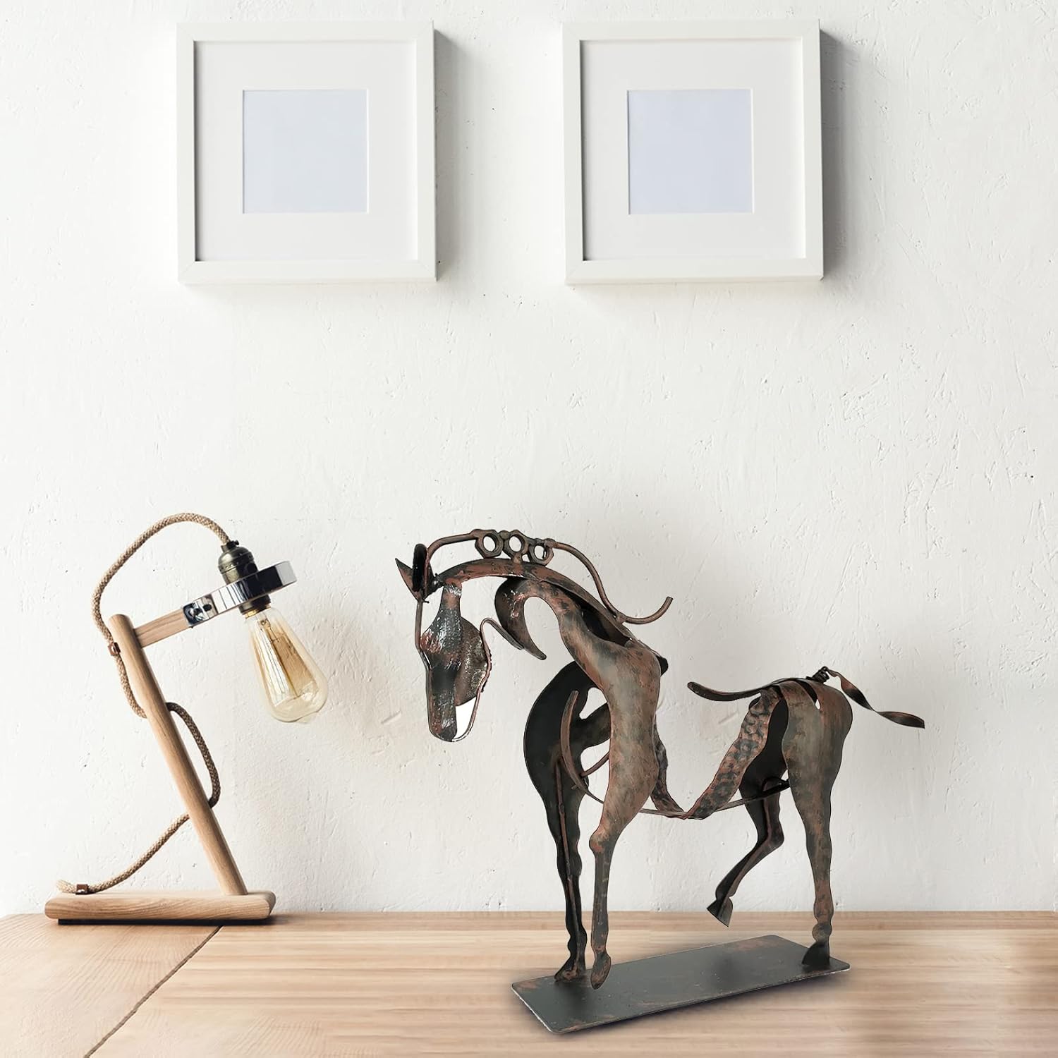 Art Metal Horse Statue Decor,Handmade Modern Horse Carving Crafts,Metal Horse Sculpture Decorations Gift for Home, Office, Bookshelf, firplace Figurine