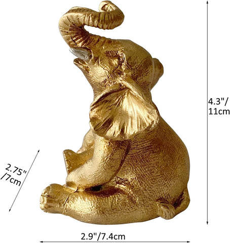 Golden Elephant Statue, Animal Figurine Home Decor, Elephant Sculpture for Home Office Desktop Bookshelf