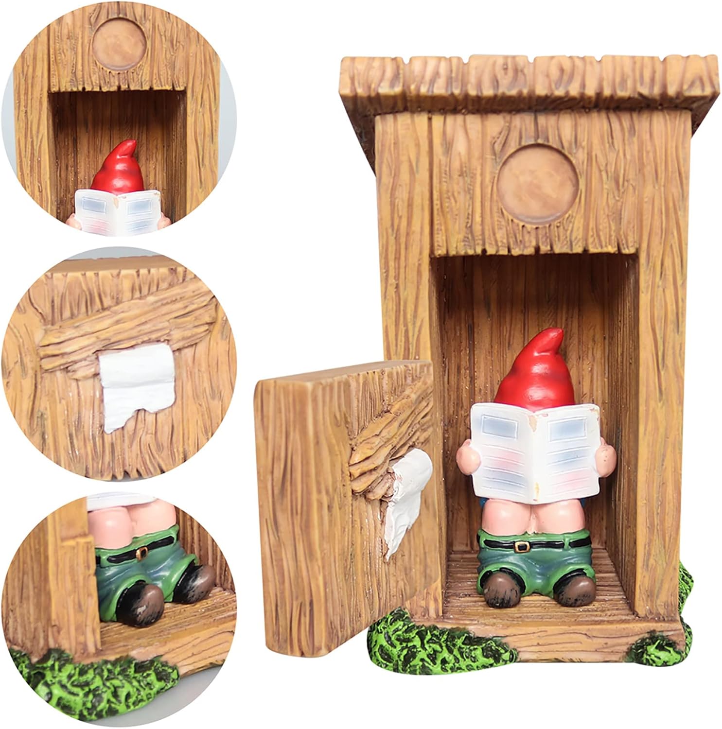 nezababy Funny Garden Gnome Outdoor Statues Naughty Sculpture Decoration Inappropriate Read Newspaper Gnome for Indoor Lawn Yard Red