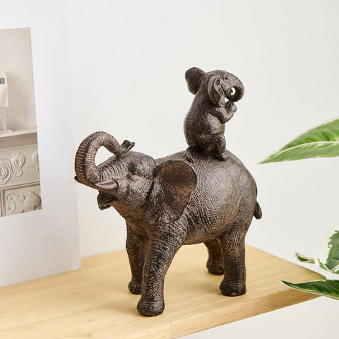 Home Decor Elephant Statue, Rustic Gold Coffee Tabel Bookshelf Decor Acctens, Elephant Decoration for Good Luck, Mom Gifts, Home Living Room Bedroom Office Decorations (Rustic Gold Elephant)