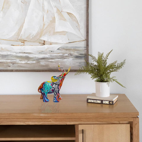 Elephant Décor, Wall Art Shelf Décor Accents Elephant Gifts, Handcrafted Collectible Wood Grain Elephant Figurine, Elephant Statue Sculpture for Home Office Bookshelf Desktop, Gifts for Mom-Espresso