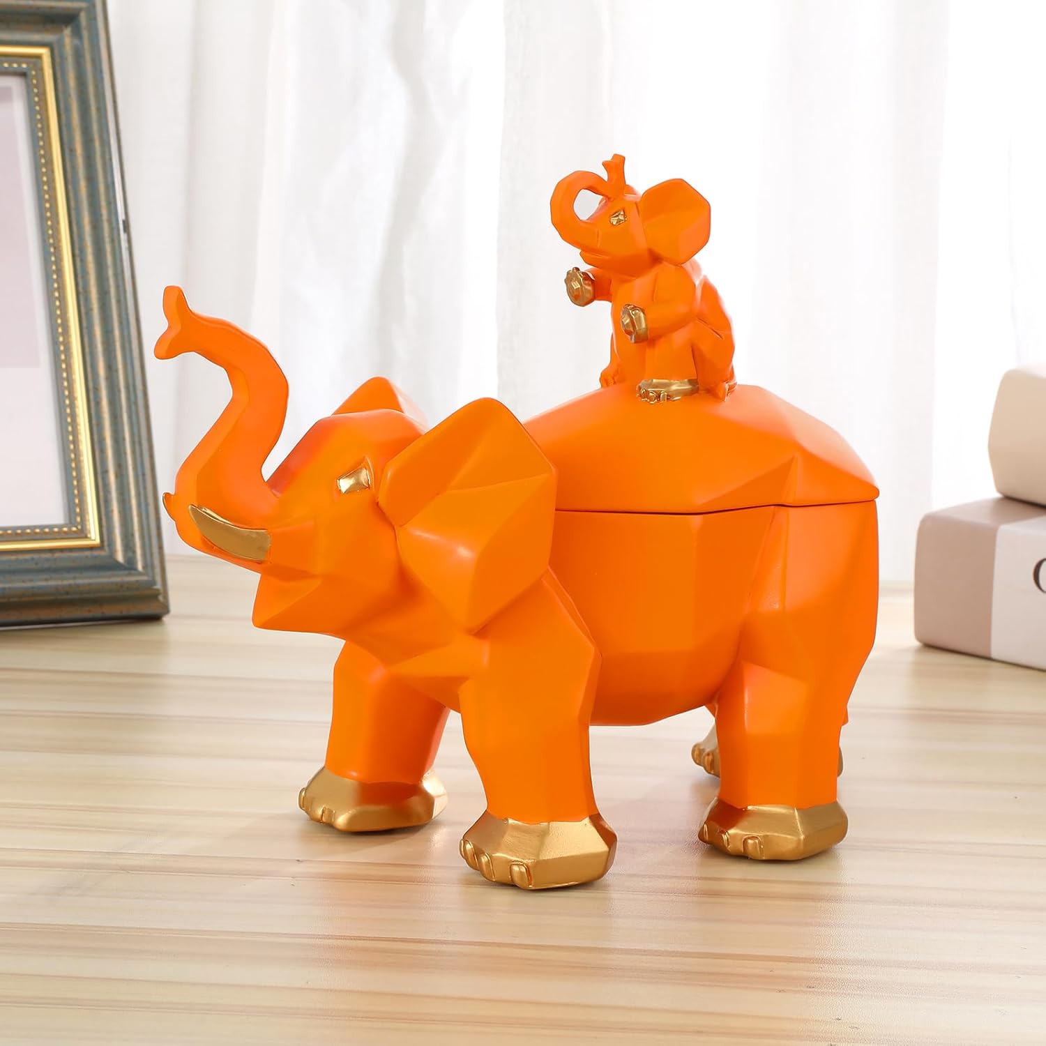 Elephant Gifts for Women, Cute Statue Decor Brings Love, Grayish Yellow Figurines Home Decoration Living Room