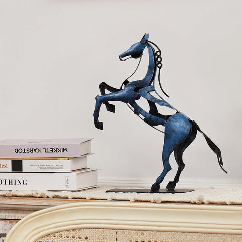 Standing Horse Statue - Hand Painted Metal Desktop Sculpture, Home & Office Animal Statue, Memorial Gift for Horse Lovers (Black)