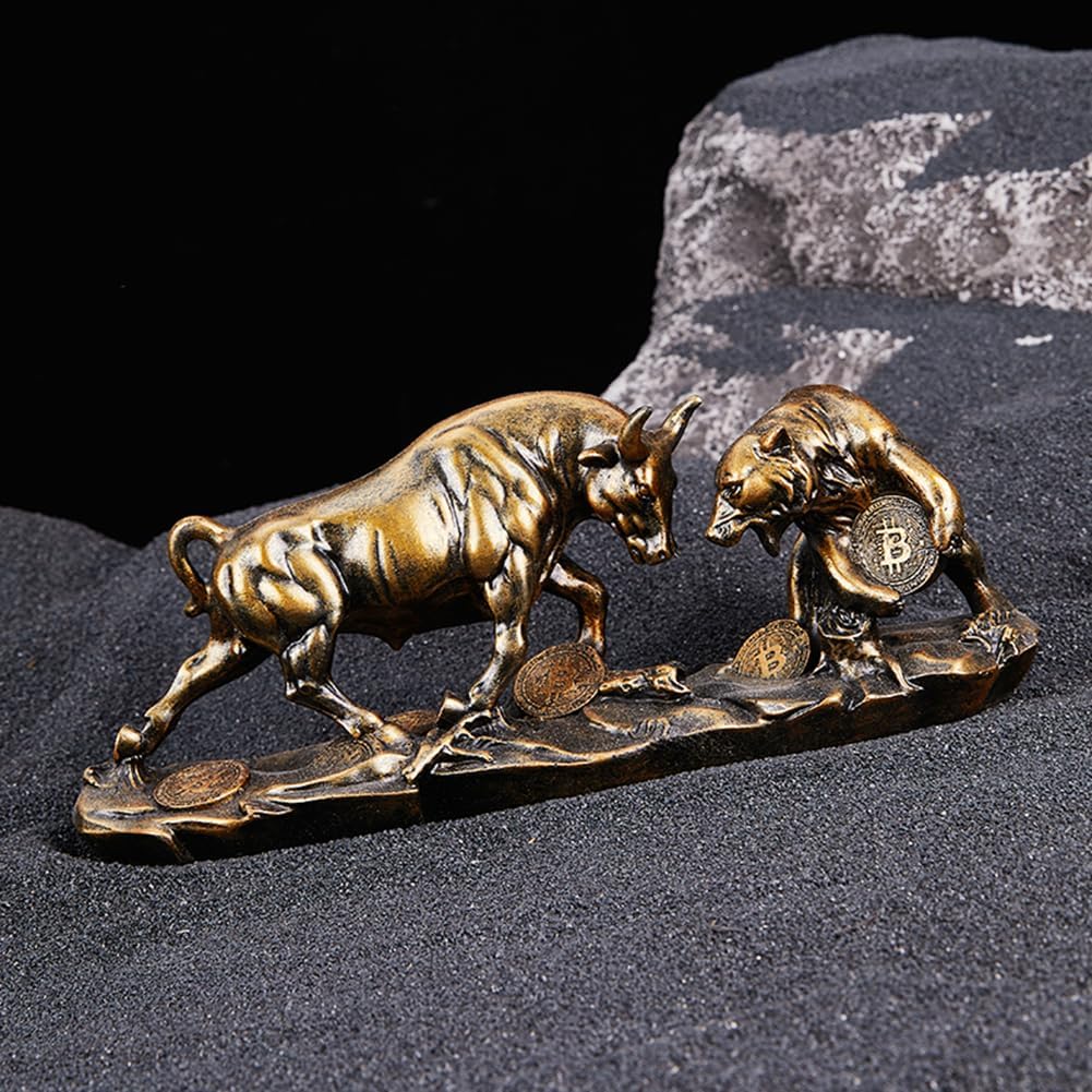 Bull and Bear Statue,Resin Abstract Tabletop Decor, Stock Market Decor,Gifts for Financial Investment Managers Investor.