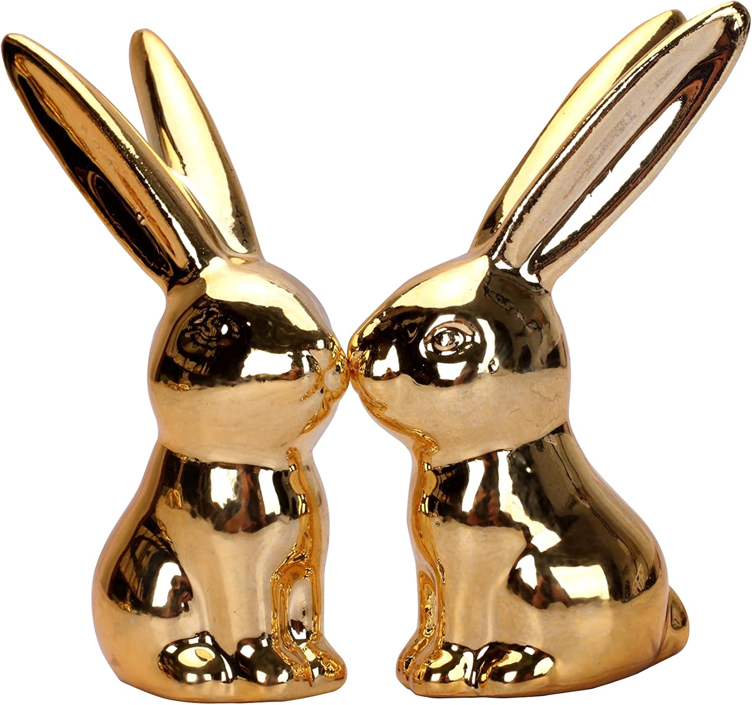 Gold Small Animal Statue Rabbit Statue Decor Modern Style Ceramic Rabbit Figurine Statues for Home Decor Accents Living Room Office Table Bookshelf Desk Bedroom Decorative Objects