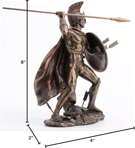 VERONESE DESIGN 8.5" Tall King Leonidas Greek Warrior of Sparta Cold Cast Bronzed Resin Sculpture Statue