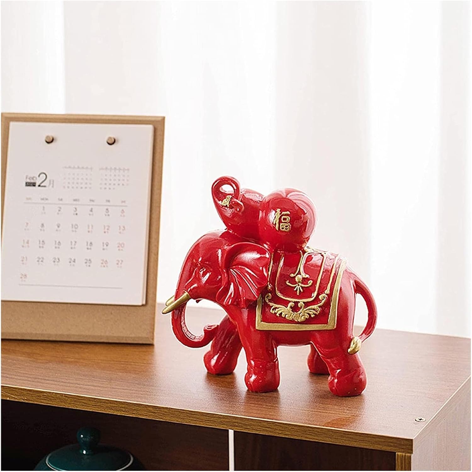 Sculpture Desktop Ornament Ideal for Gift, Art Statue 2 Pieces Elephant Statue/Home Decoration Standing Creative Resin Modern Gifts Figurine/for Bedroom Office Desktop Living Room Cabinet