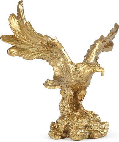 Golden Eagle Statue, Flying Wild Bird Eagle Decorative Bronze Patina Resin Figurine（M）