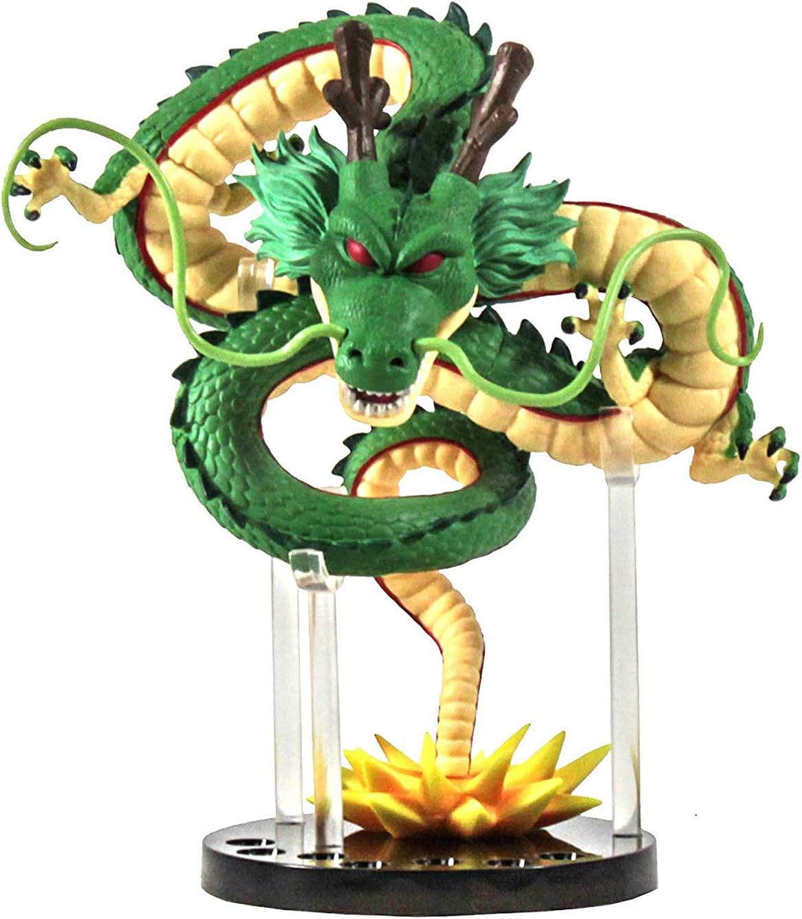 Resin Shenron Figure Dragon Shenlong Statue Set + 3.6cm Crystal Balls + Shelf with Gift Box for Business Halloween Christmas Holiday and Birthday Home Decoration