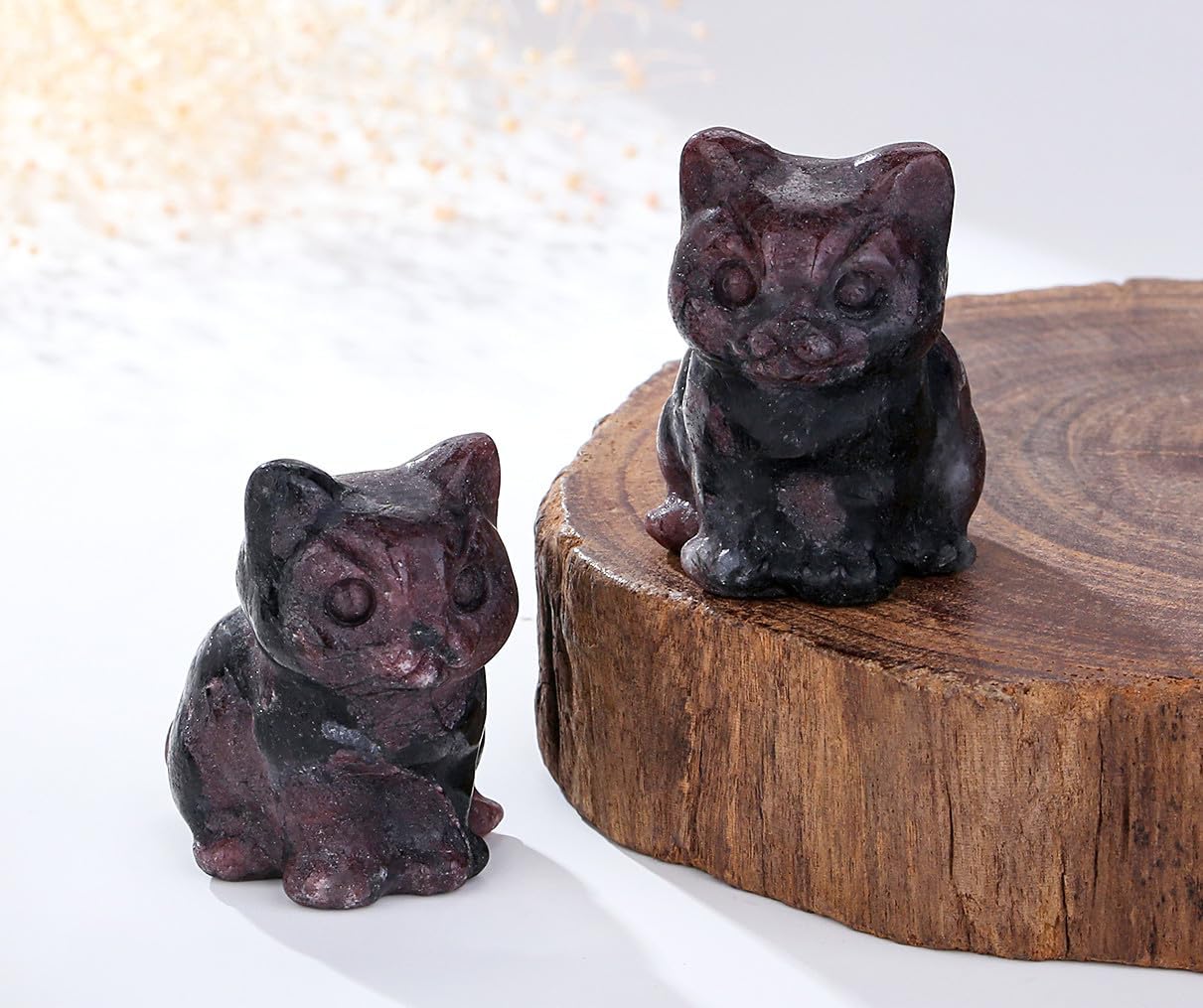 Cat Decor Black Obsidian Cat Crystal Figurines Crystals Gifts for Cat Lovers Men Women Lucky Cute Cat Statue for Room Desk Decor 1PC