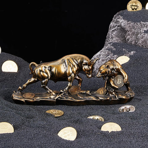 Bull and Bear Statue,Resin Abstract Tabletop Decor, Stock Market Decor,Gifts for Financial Investment Managers Investor.