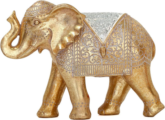 Elephant Statue for Home Decor Gold 9.2IN,Elephant Statues for Table Deskr-Elephant Decor for Living Room-Indoor Elephant Gift for Relaxation Meditation or Shrine 1354