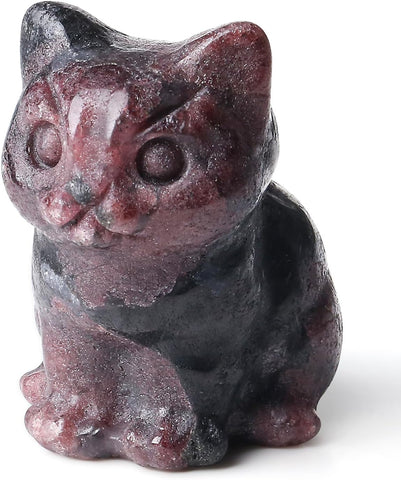 Cat Decor Black Obsidian Cat Crystal Figurines Crystals Gifts for Cat Lovers Men Women Lucky Cute Cat Statue for Room Desk Decor 1PC