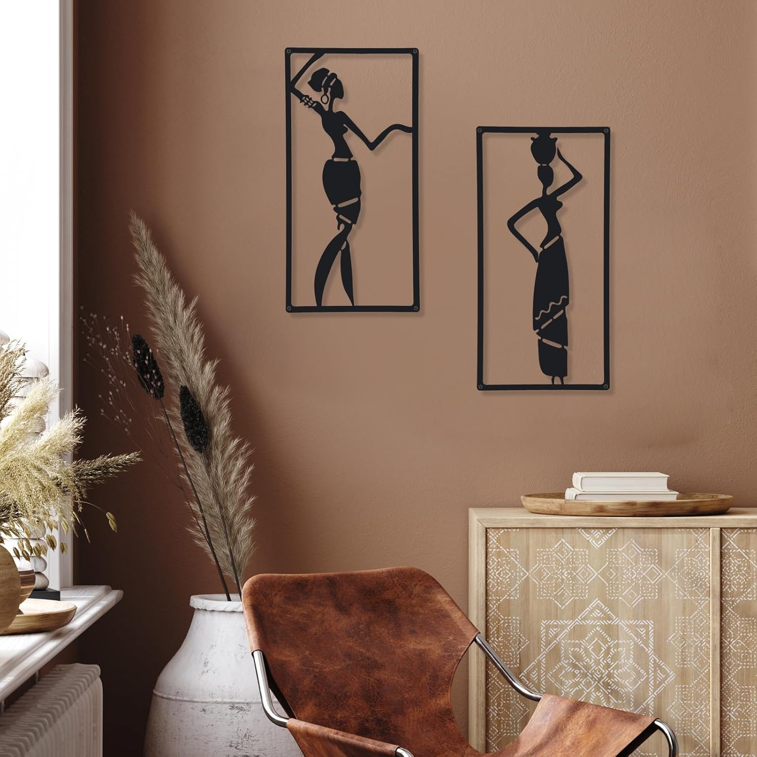 CHENGU 3 Pieces Metal Minimalist Abstract Woman Wall Art Line Drawing Wall Art Decor Single Line Female Home Hanging for Kitchen Bathroom Living Room(Artistic Body)