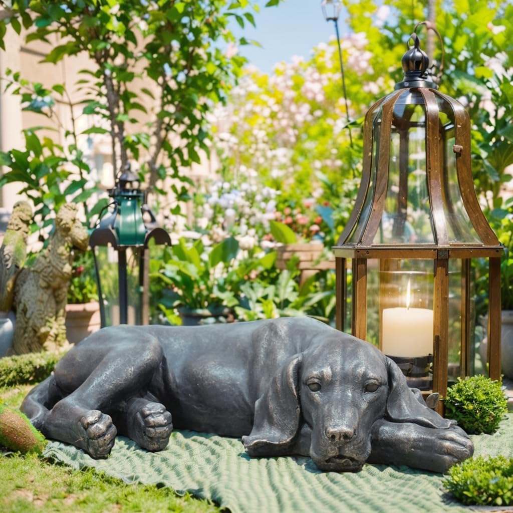 Garden Statue Outdoor Decorations Dog-Figurine – 19inch Black Labrador décor Garden Sculpture Statue Sitting Statue Resin Sculpture for Patio Lawn Yard Porch Garden 12.25L*8.25W*19H