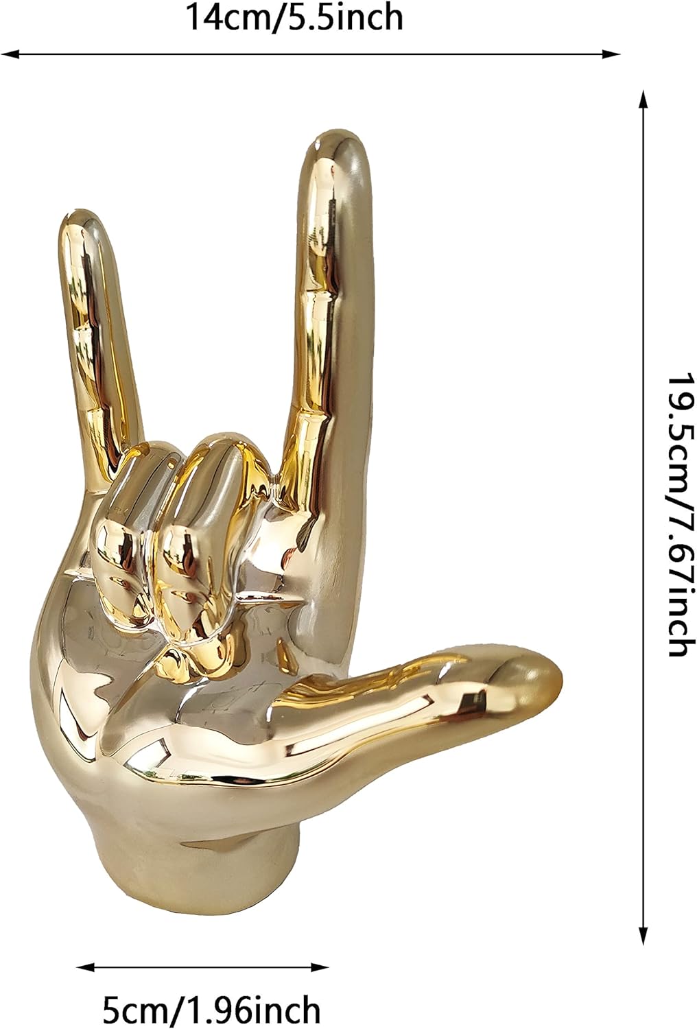 Hand Decor Finger Gesture Statue Gold I Love You Sign Modern Art Stand Ring Holder Sculpture Decorative Objects Language Gifts for Couples Bedroom Shelf Coffee Table Centerpiece