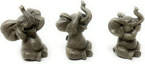 Baby Elephants See No Evil, Hear No Evil Resin Statue Figurine Home Decorative Accent Decor