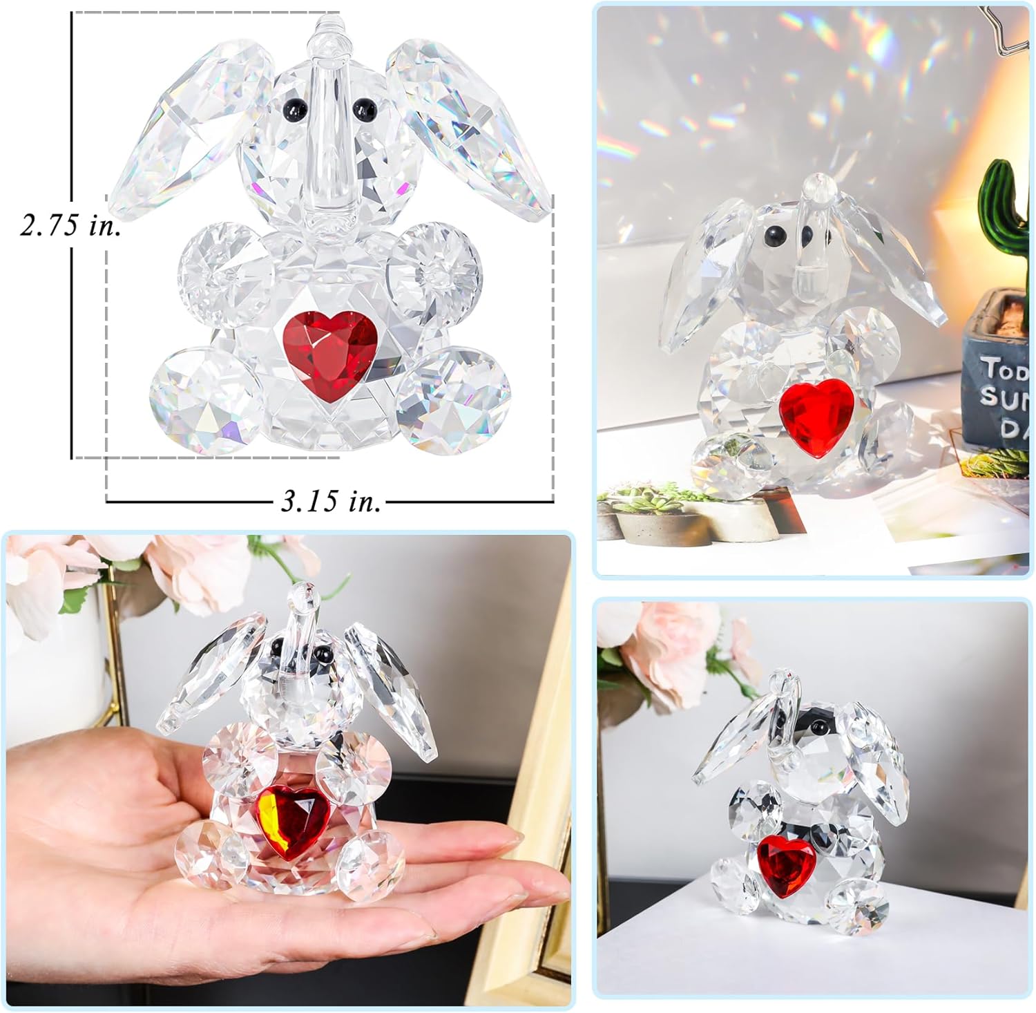 Cute Crystal Elephant Gifts for Women, Handmade White Elephant Gifts Ideas, Small Drunk Elephant Decor, Animals Figurine Collection for Home Decoration