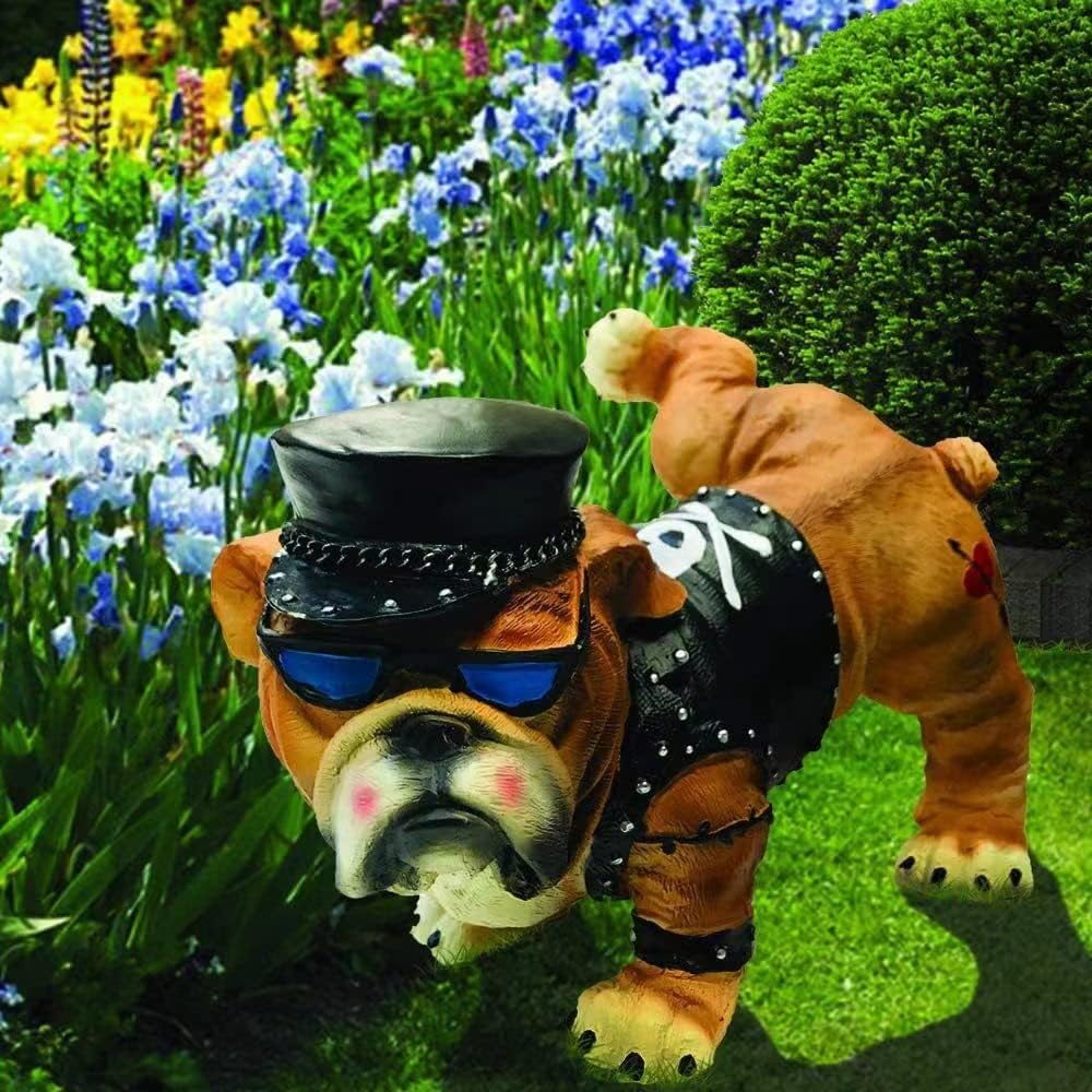 Cool Pirate Dog Garden Statues Outdoor Decor, Creative Resin Garden Gnomes Funny Dog Statues for Patio, Lawn, Yard Decoration, Housewarming Garden Gift