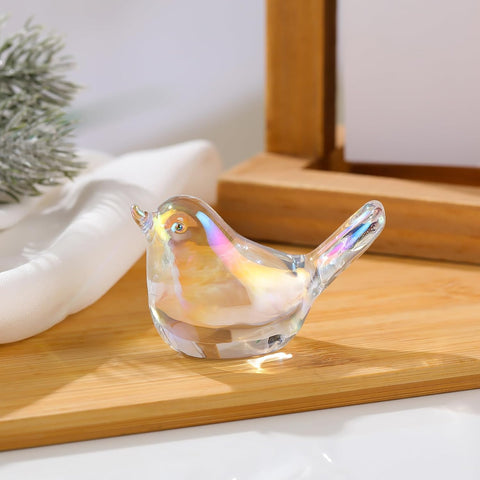 Handmade Glass Pink Bird Gifts for Bird Lovers Women Men, Art Glass Birds Collectible Figurines for Desk Table Home Office Decoration