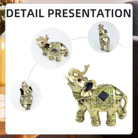 Lucky Wealth Feng Shui Elephant Statue - Resin Collectible Figurine with Trunk Raised - Good Luck Elephant Gift for Women (Large)