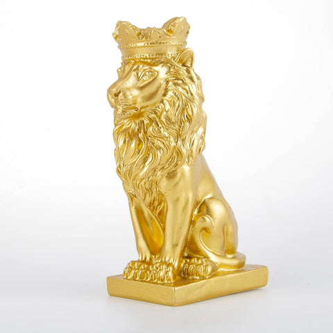 Golden Crown Lion King Statue Decor for Shelf Nordic Style Home and Study Decoration Royal King Lion Figurine Home Decorations