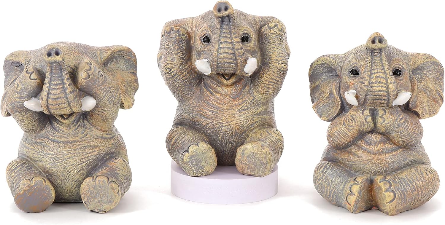 Cute Elephant Statue Home Décor Good Luck Elephant Carries Three Calves on Its Back Figurines Décor for Shelf Good Gifts for Women Decoration for Living Room, Bedroom, Office