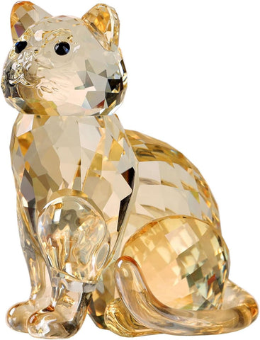 Crystal Cat Realistic Animal Kitten Art Figurine Collection Table top Ornament Statue Home Decor (White)