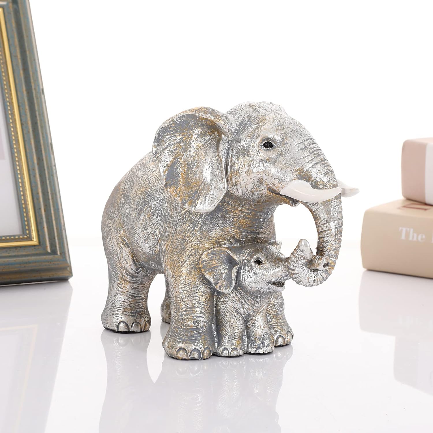 Elephant Gifts for Women,Elefantes Sala De La Suerte Decorativos,Cute Statue Decor Brings Love, Grayish Yellow Figurines Home Decoration Living Room