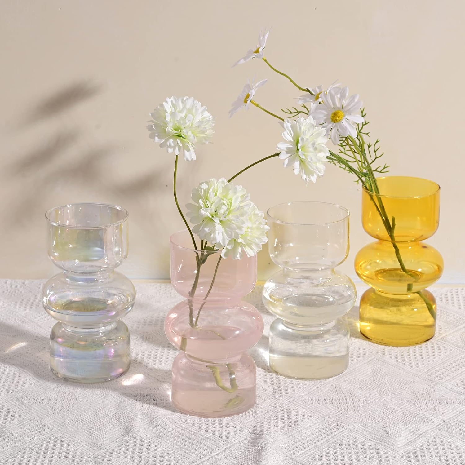 7 inch Clear Glass Flower Vases for Centerpiece Table Home Indoor Desk Decor,Ins Modern Boho Style Vase for Wedding Housewarming Gift