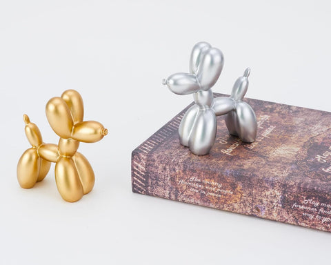 Shiny Balloon Dog Statue Decor, 4 inch Electroplate Gold Balloon Dog Animal Sculpture, Small Nick Nacks for Shelf Decor, Small Eclectic Decor Desktop, Vibrant Balloon Dog